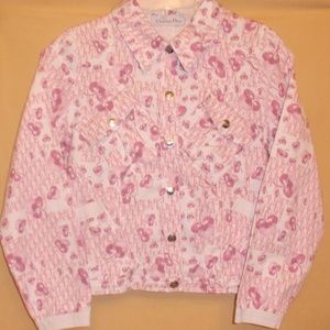 Christian Dior Pink & White Stretch Denim Jacket